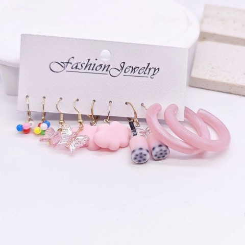 Dangle Chandelier Earrings for Men - Cute Cartoon Butterfly Cloud Design in Gold