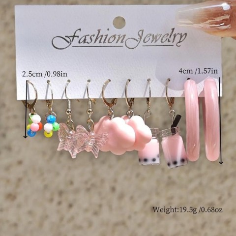 Dangle Chandelier Earrings for Men - Cute Cartoon Butterfly Cloud Design in Gold