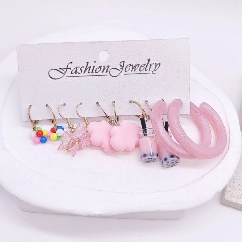 Dangle Chandelier Earrings for Men - Cute Cartoon Butterfly Cloud Design in Gold