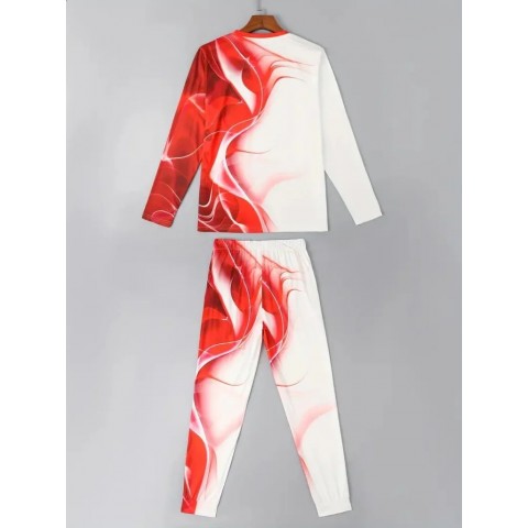 3D Blue Flame Printed Men's Sportswear Suit
