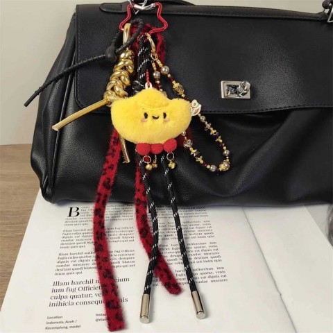 Yuanbao Doll Golden Leather Keychain - Unisex LED Promotion Lanyard