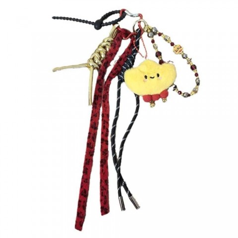 Yuanbao Doll Golden Leather Keychain - Unisex LED Promotion Lanyard