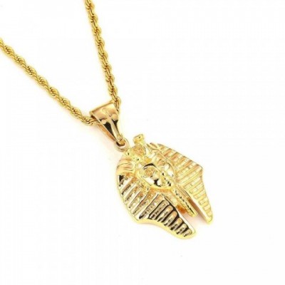 High Quality Preppy Style Men's Stainless Steel Pendant Necklace - Gold Color