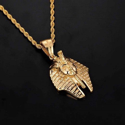 High Quality Preppy Style Men's Stainless Steel Pendant Necklace - Gold Color