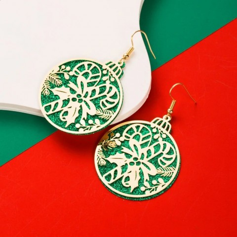 Festive Women's Silver Alloy Glitter Dangle Earrings - Bohemian Christmas Tree & Reindeer Designs
