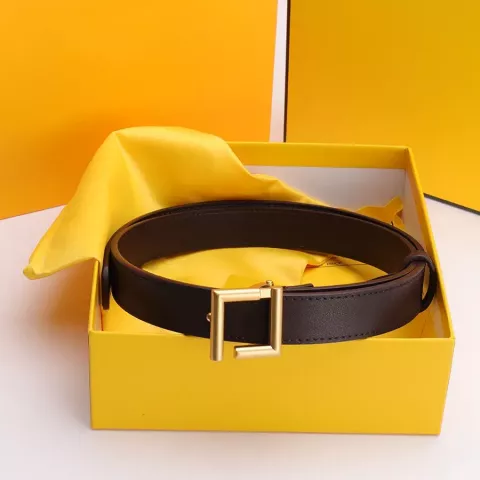 Luxury Cowhide Belts with Golden Letter Buckle for Men and Women - 2.5cm Width