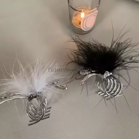 Butterfly Feather Claw Clips Women Hair Accessories Shark Style Silver Barrettes