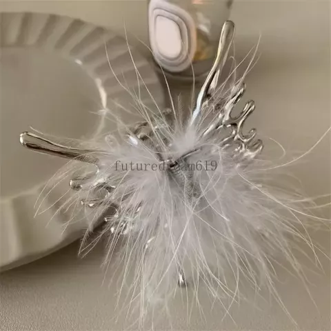 Butterfly Feather Claw Clips Women Hair Accessories Shark Style Silver Barrettes