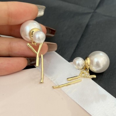 Elegant 18K Gold Plated Pearl Stud Earrings with Crystal Accents by brand_mask, Ideal Women's Gift