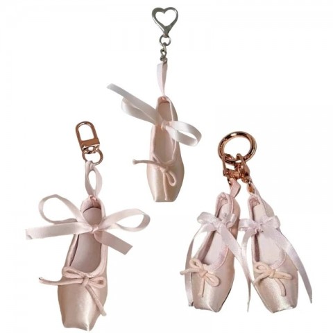 Elegant Crystal Pillar Keychain for Women - Unique Ballet Shoes Keyring