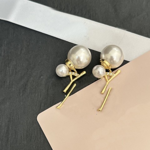 Elegant 18K Gold Plated Pearl Stud Earrings with Crystal Accents by brand_mask, Ideal Women's Gift