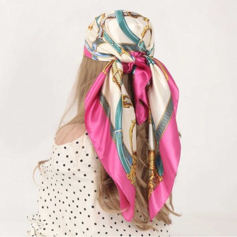 Iuxe Women's 90x90cm Faux Fur Gradient Scarf, Multifunctional Hair Accessory
