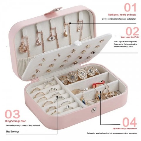 Luxury Leather Portable Jewelry Organizer Box for Women