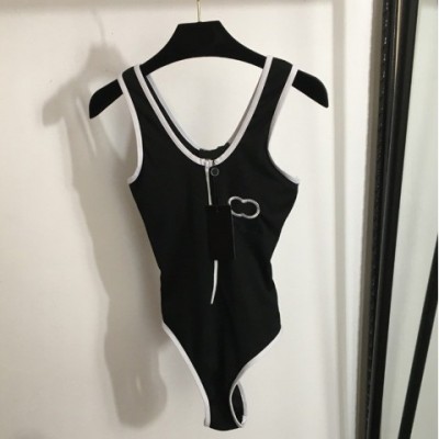 Summer Women's High Waist One Piece Swimwear with Embroidery